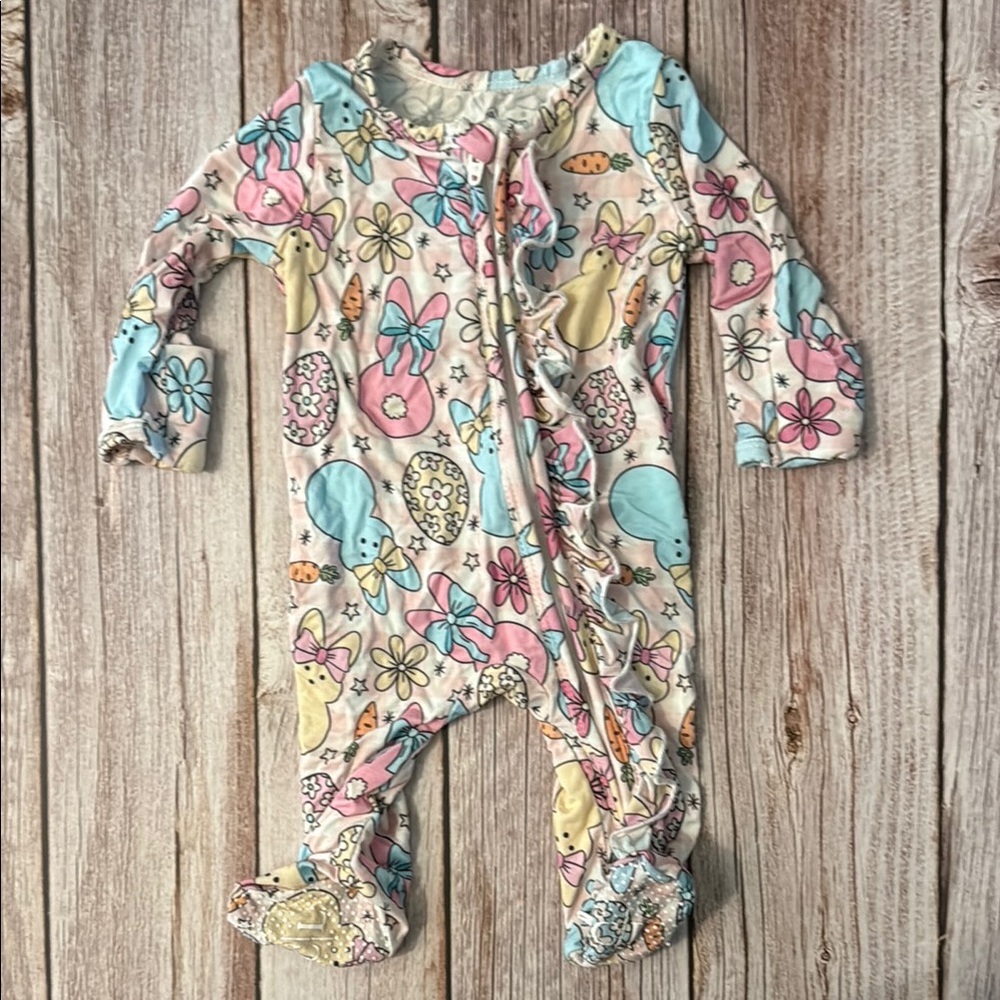 Caden Lane Pastel Chick & Floral Footie in Pink, Blue, Yellow